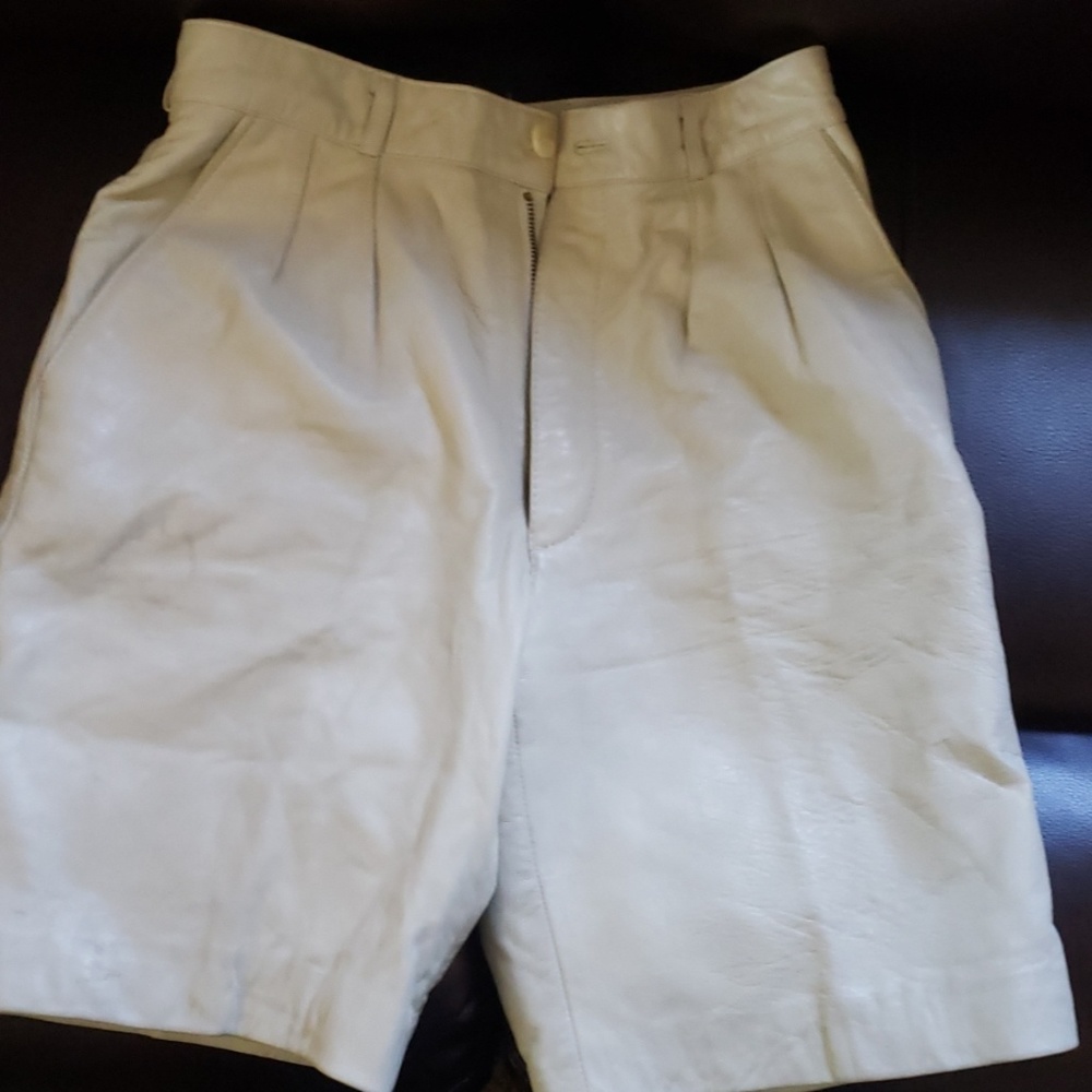 Saxony Sportswear Cream 100% Leather Shorts